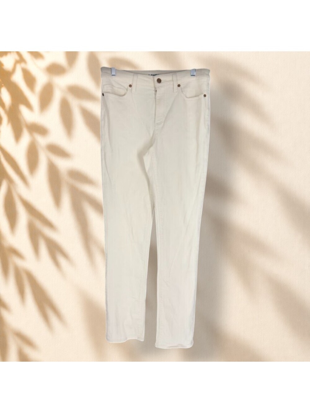 Lands' End Jeans Women 8 Beige Denim Light Wash Mid Rise Skinny Pockets Stretch